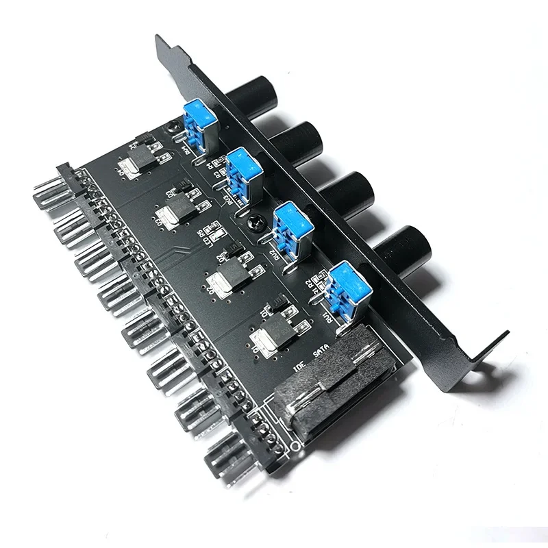 PC 8 Channels Fan Hub 4 Knob Cooling Fan Speed Controller for CPU Case HDD VGA PWM Fan PCI Bracket 12V Fan Control Power Supply - Image 4