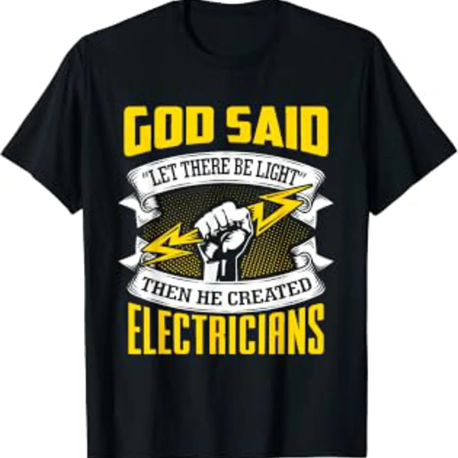 Gott sprach Es werde Licht Then He Created Electrician T Shirt vintage Washed Unisex Soft designer clothes