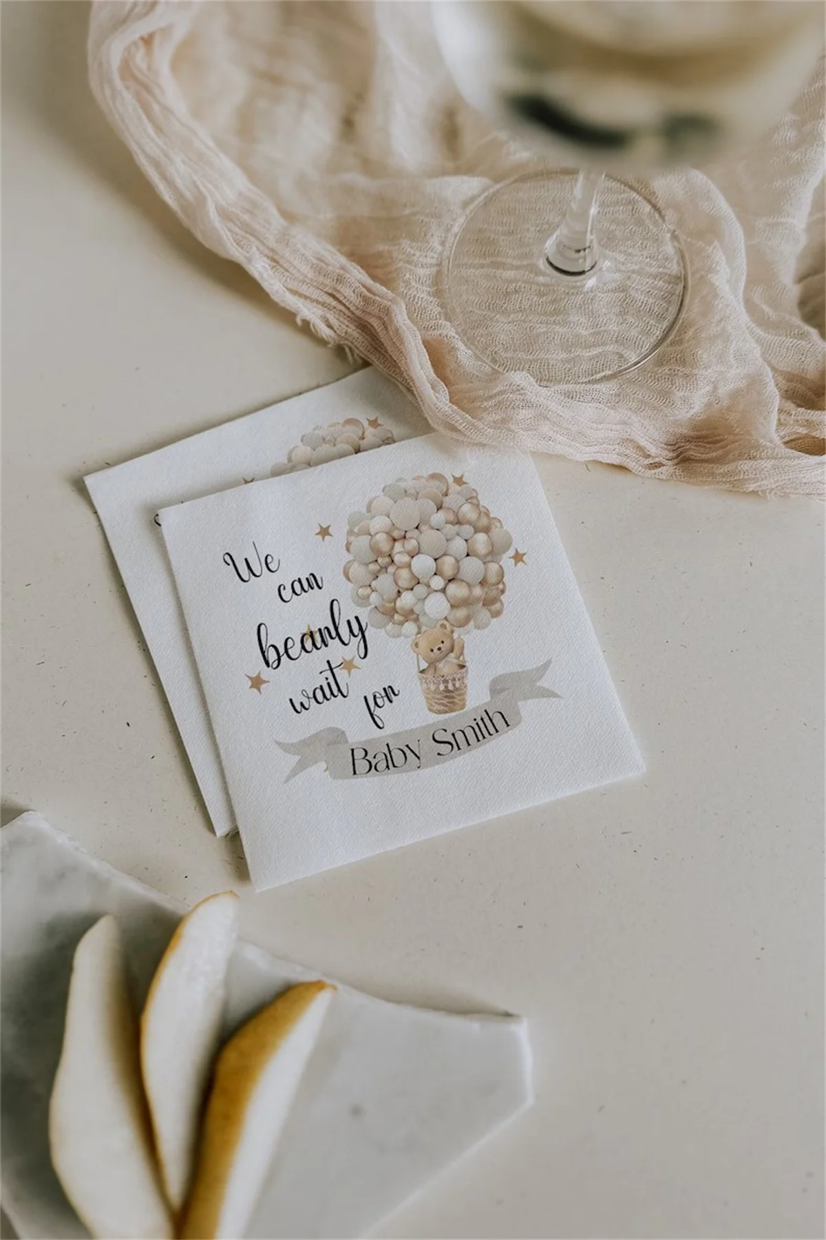 50 PCS We Can Bearly Wait for Baby to Arrive Personalized Napkins for Baby Shower | Custom Baby Shower Napkins | Gender Neutral