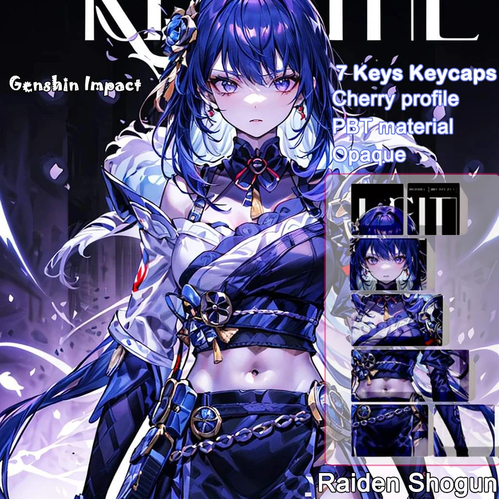 Genshin Impact Keycaps 7 keys Cherry Profile Yae Miko PBT  DYE-Sublimation Custom Game Character Keycaps for Mechanical Keyboard
