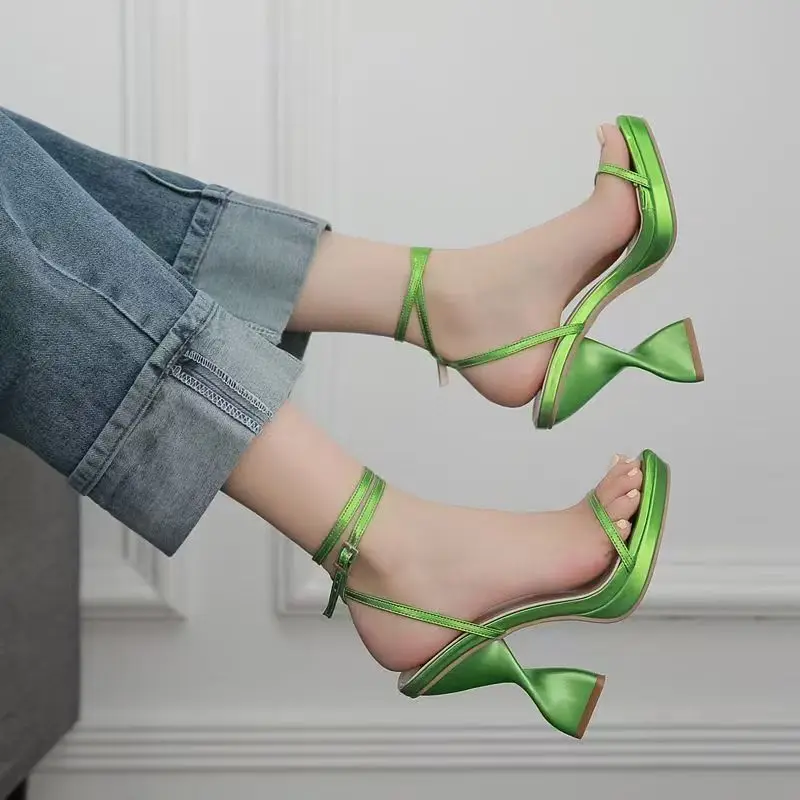 2026 New Women Shoes Exquisite Round Head High Heeled Sandals for Woman Fashion Model Casual Shoe Designer Shoes Sandalias Mujer