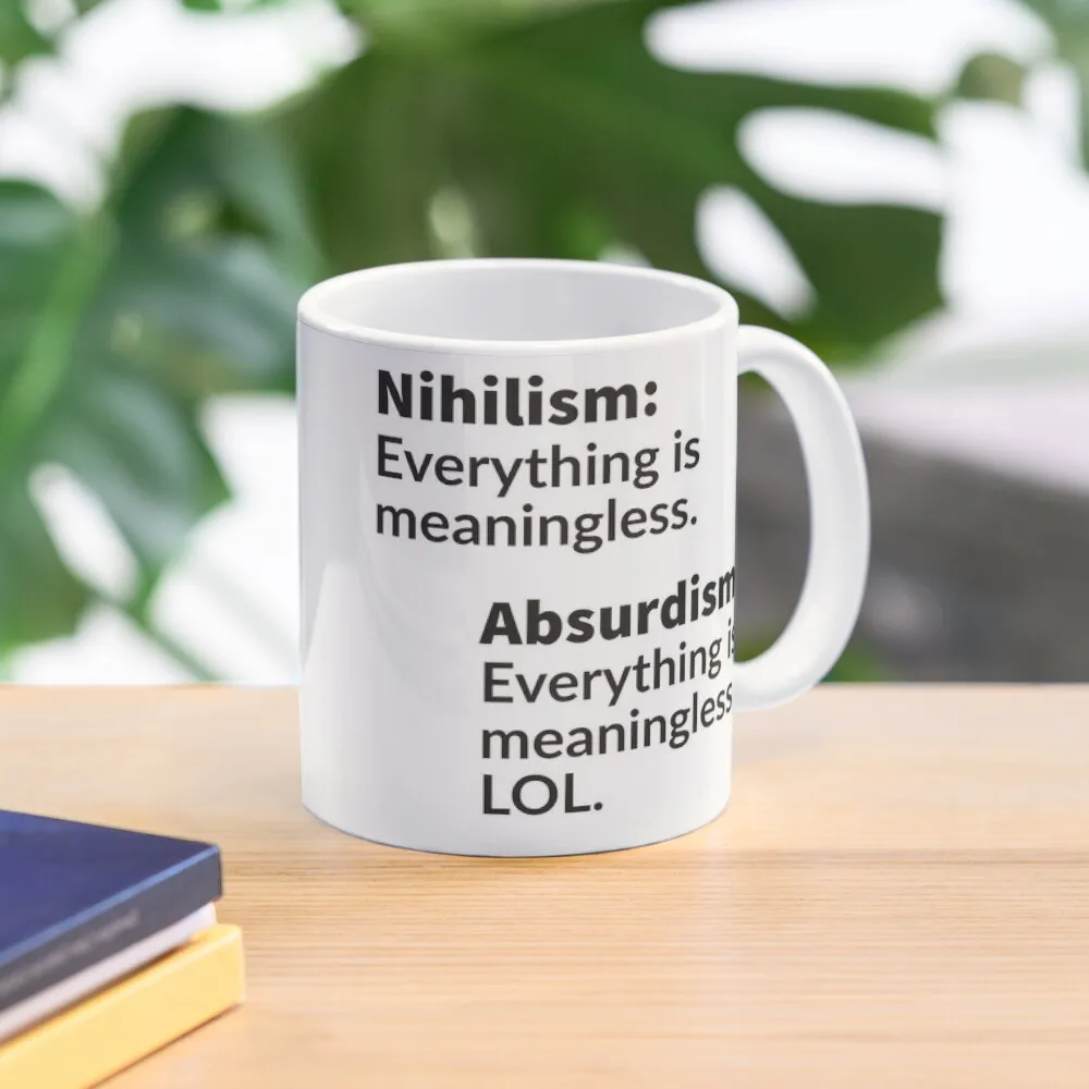 Nihilism Vs Absurdism Classic  Mug Photo Tea Simple Drinkware Gifts Coffee Handle Round Image Picture Cup Design Printed