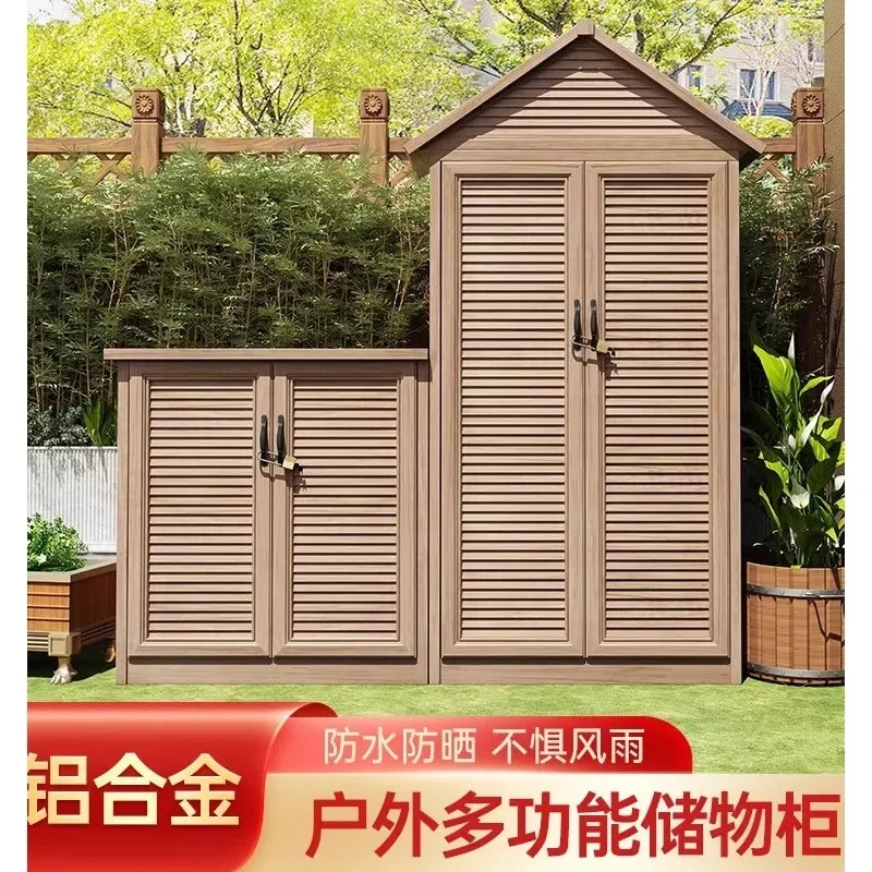 Outdoor tool room courtyard garden locker rainproof and sunscreen all-aluminum outdoor outdoor balcony storage cabinet