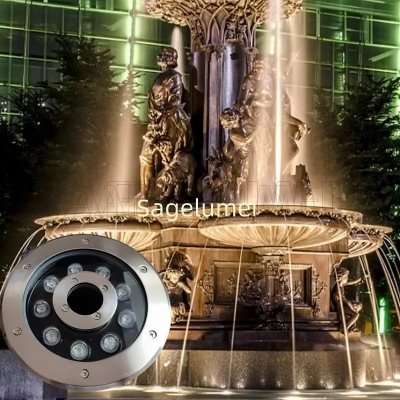 RGB DC12V/24V LED Fountain Pool Light Waterproof IP68 Underwater Lamp Swimming Landscape Colorful Lamp 3-24W With remote control