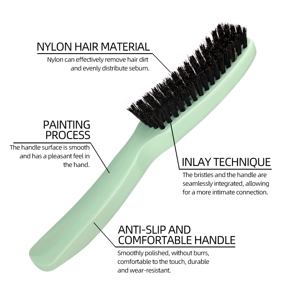 Premium Hair Brush With Dense Soft Nylon Bristles, Ergonomic Handle Styling Comb For Smooth Hairdressing At Home Salon