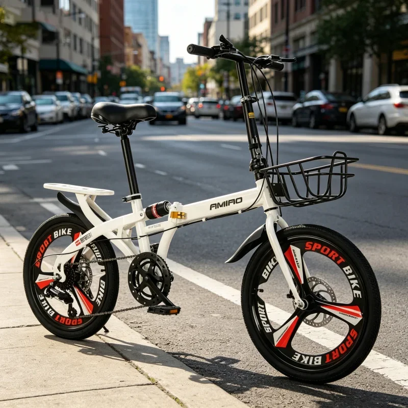 20Inch Ultra-Light Folding Bicycle 7-Speed Portable Adult Urban Commuter Bike for Men Women Students Outdoor City Walking