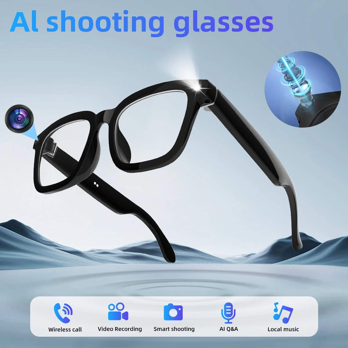 2025 New 800W Camera Smart Glasses AI Voice Talk Translation Sport Headphones Sunglasses BT Call Conference Video Recorder Gift