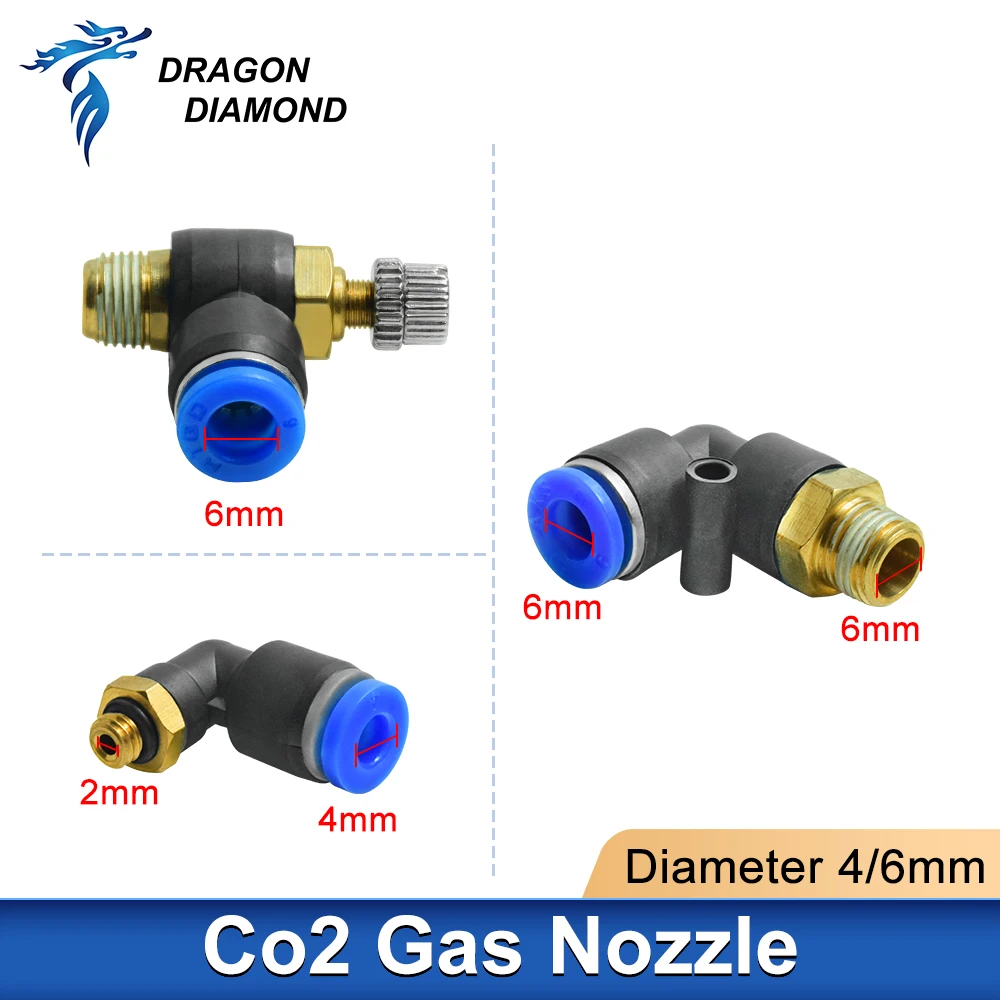 Co2 laser gasdüse luftdüse durchmesser 4mm 6mm 2 stücke verwendung für co2 laser kopf für co2 laser gravur schneide maschine