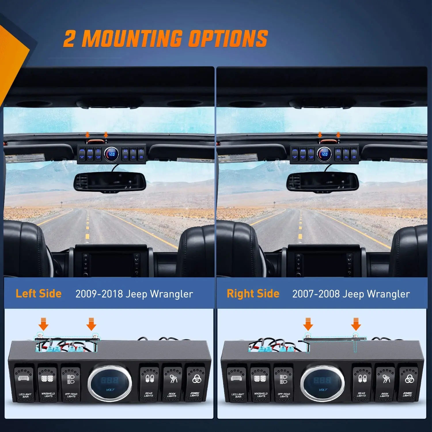 Waywe 6 عصابة 12 فولت لوحة مفتاح متأرجح صندوق التتابع نظام التحكم في الدائرة ث/80A قواطع يغطي ل جيب رانجلر JK JKU 2007-2018