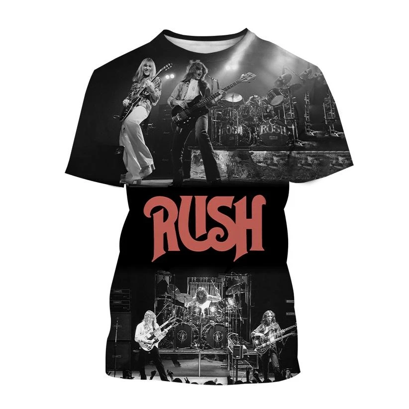 2025 جديد روك راش ثلاثية الأبعاد مطبوعة تي شيرت الصيف الرجال النساء الهيب هوب الاتجاه قصيرة الأكمام التي شيرت الشارع فضفاض عادية المتضخم Y2k القمم