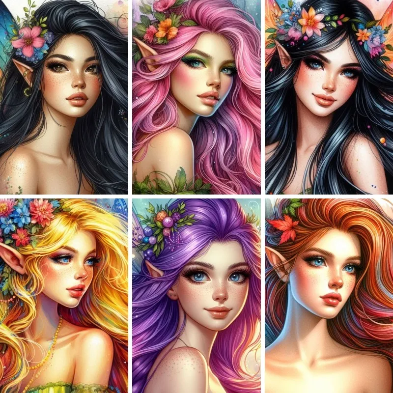 

5D Diamond Painting DIY Fairies and Pixies Diamond Mosaic Embroidery Cross Stitch Kit Round Rhinestone Picture Home Decor
