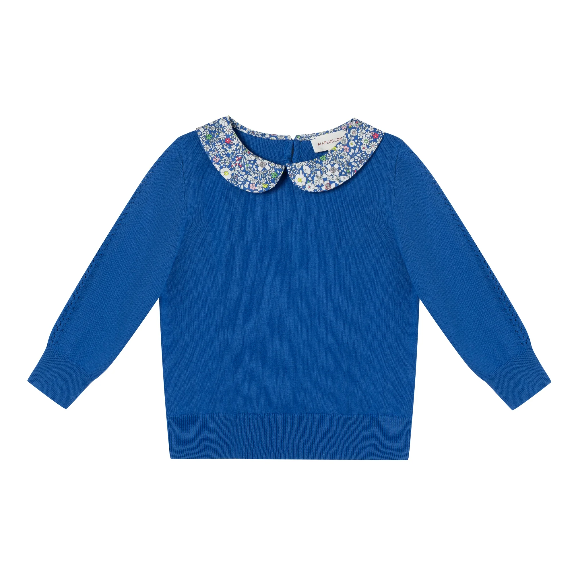 2026 SS Girl Top Floral Print Turn Down Collar Fashion Teenager Girls Knit Three-Quarter Sleeve Clothing