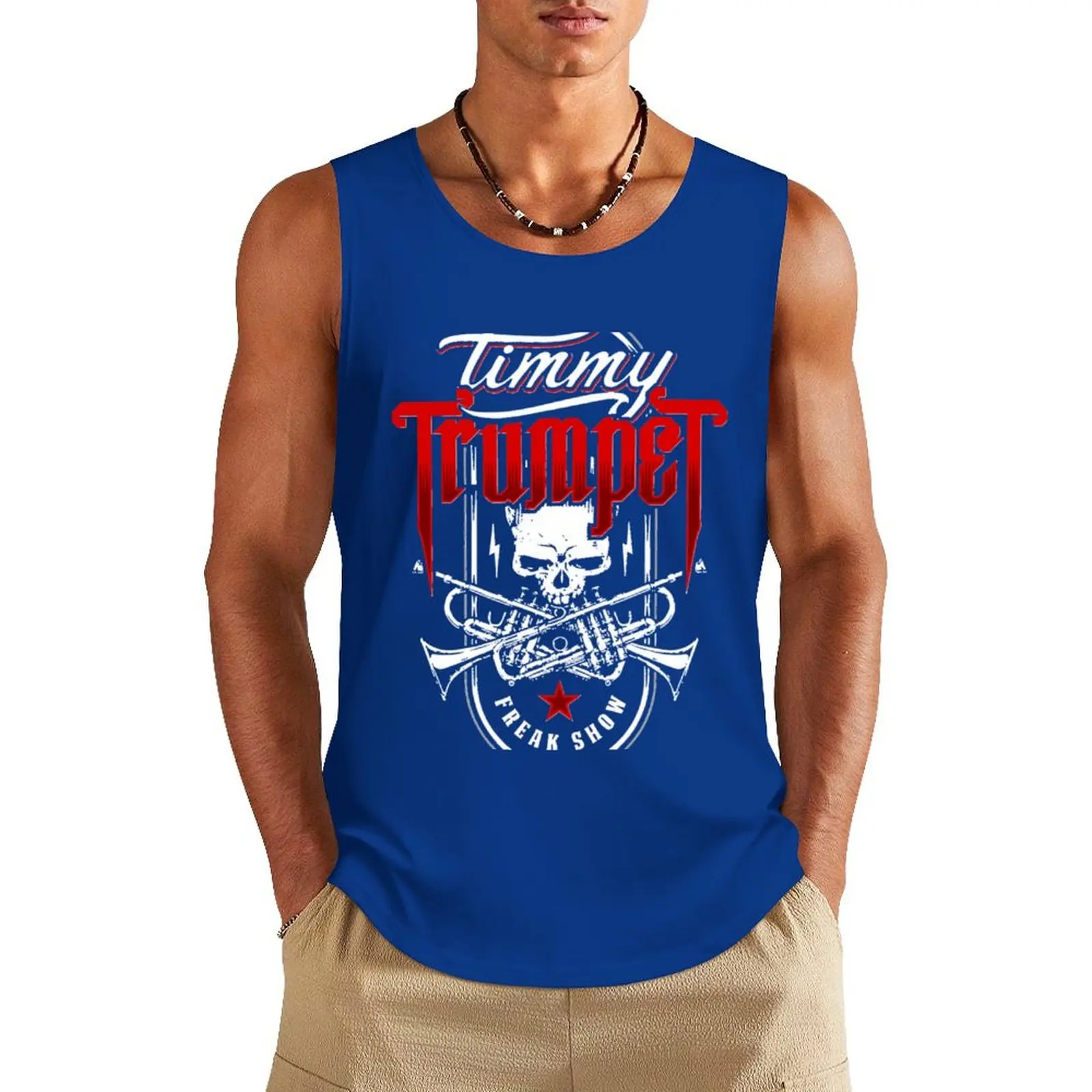 Zomer Heren Sport Tank Tops Timmy Trompet Grafische Gym Training Mouwloos Vest Mode Losse Ronde Hals Dagelijks Casual Mannelijke Tops