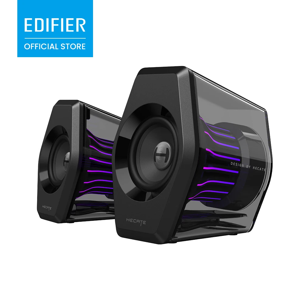 Enceintes de jeu Edifier G2000 Pro 2.0, puissance de pointe de 32 W, son surround virtuel 7.1, 270 �   Lumi�re RGB TempoFlow transparente