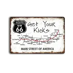 Route 66 mappa targhe in metallo Vintage Car Room for Boys Garage targhe in latta divertente Wall Art Decor per Man Cave Bedroom