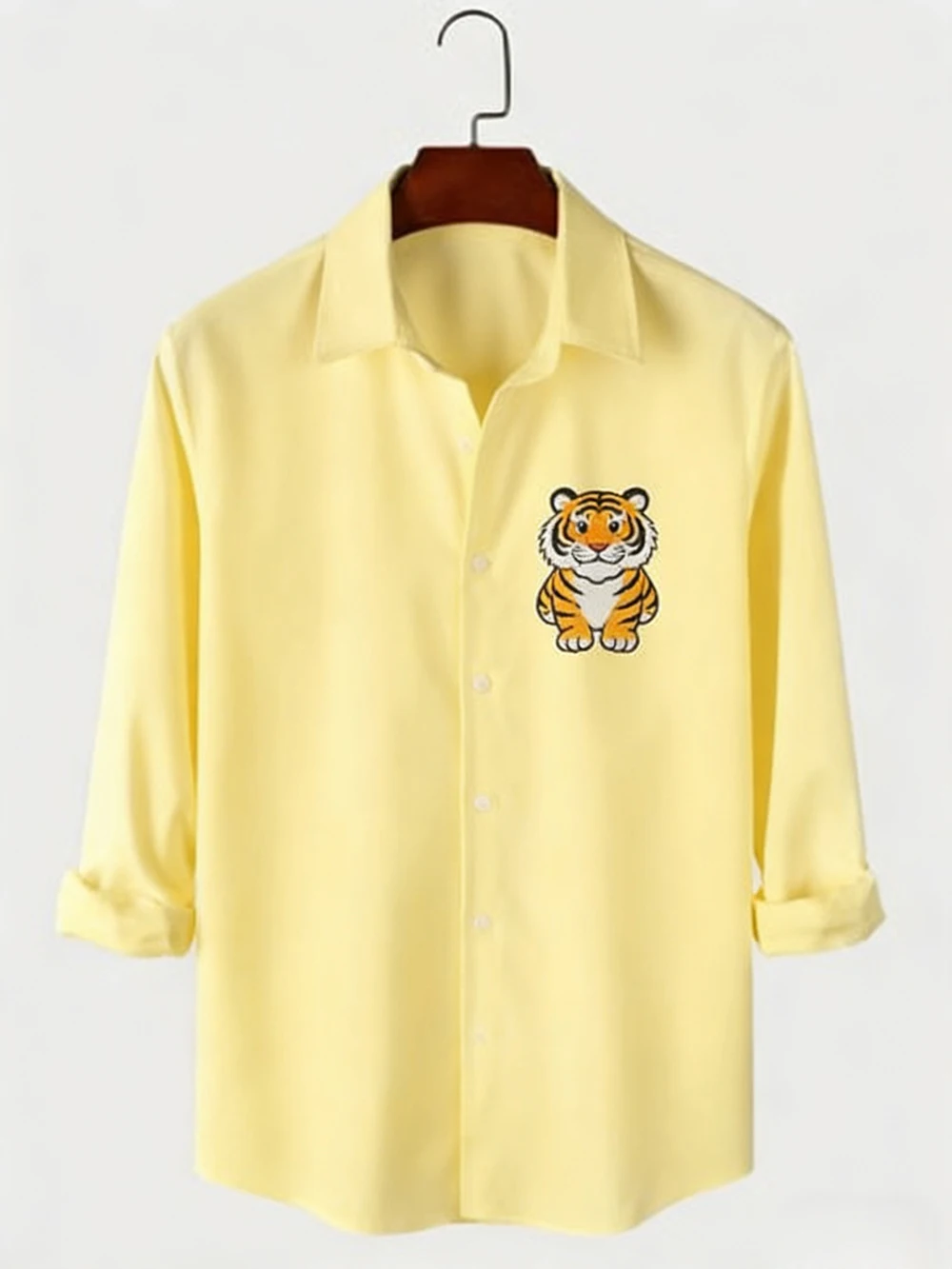 

Men's simple casual panda fat tiger cute little animal 3D printed shirt Hawaiian beach shirt outdoor party long-sleeved clothes