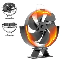 Adjustable Angle Heat Powered Fireplace Fan 6 Blades Heat Powered Stove Fan for Wood Log Burner Fireplace Non Electric Fireplace