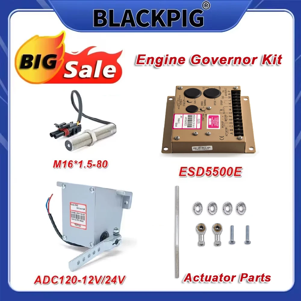 Diesel Generator Engine Governor Kits ADC120 Actuator ESD5500E Speed Controller M16*1.5 PickUp Magnetic Speed Sensor