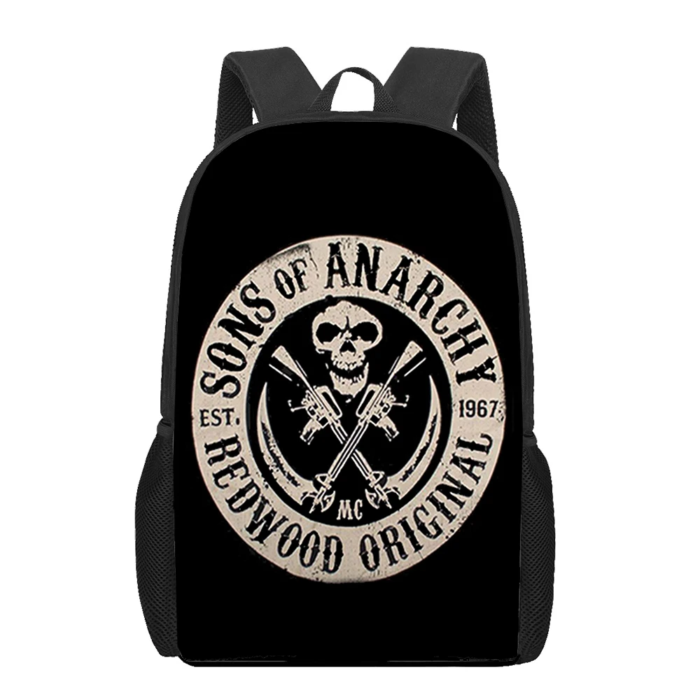 Sons of Anarchy Pattern Backpack for Boys Girls Students School Bags Teenager Laptop Backpack Aldult Casual Travel Rucksack Gift