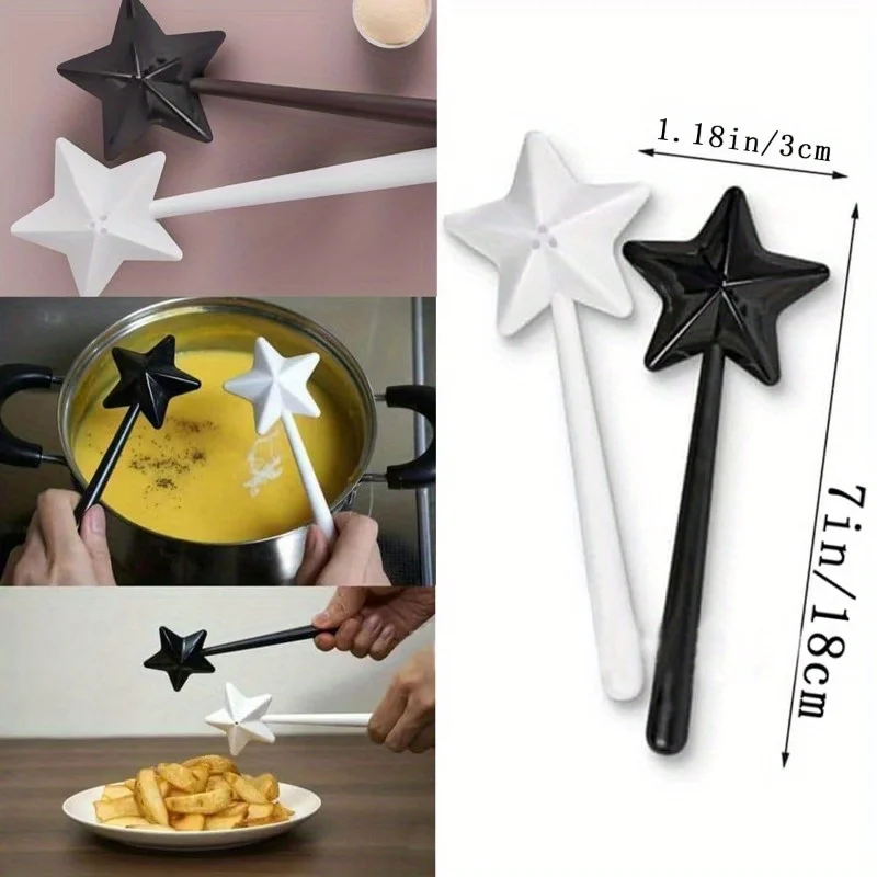 2Pc Kawaii Fairy Star Stick Stick Salt & Pepper Shaker Magic Wand Spices Dispenser Creative Kitchen Salt Control Bottle 1/3 Hole