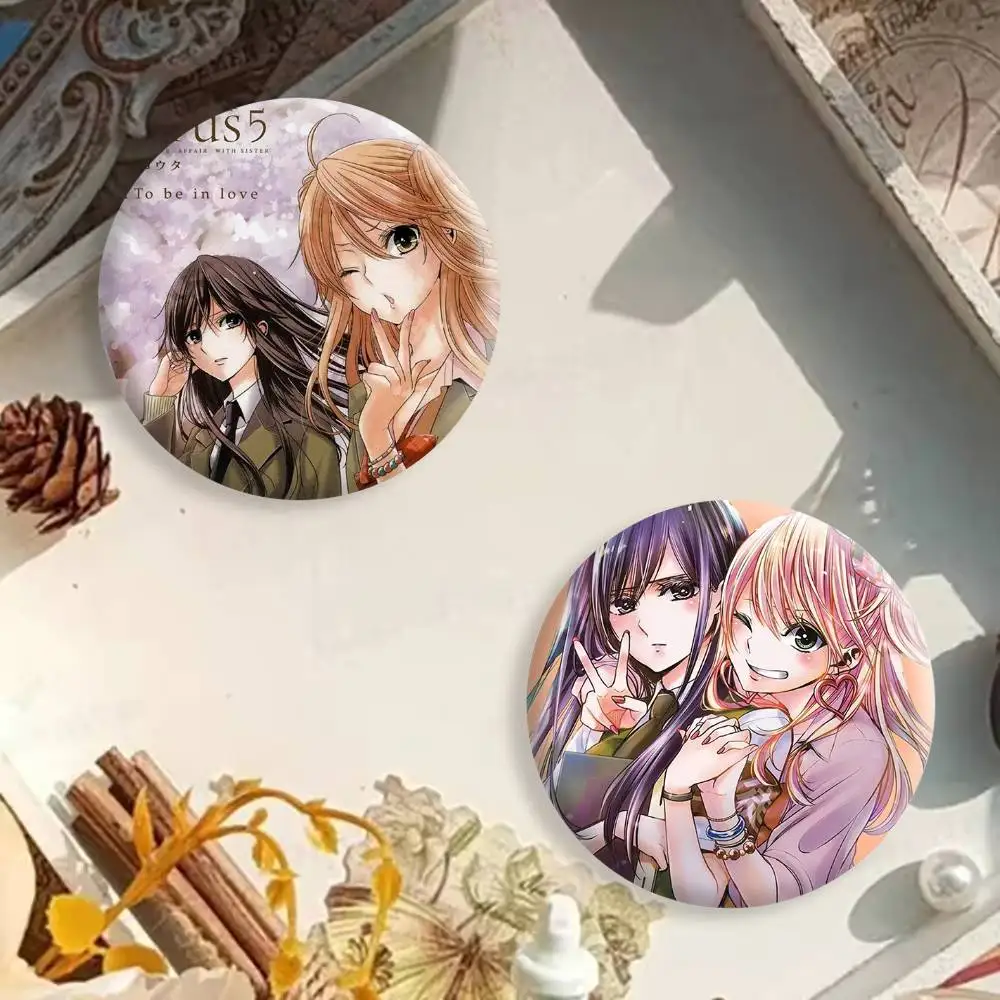 Yuri Citrus Anime Girl Love Badges Creative Tinplate Button PinsBrooch Badge Clothes Backpack
