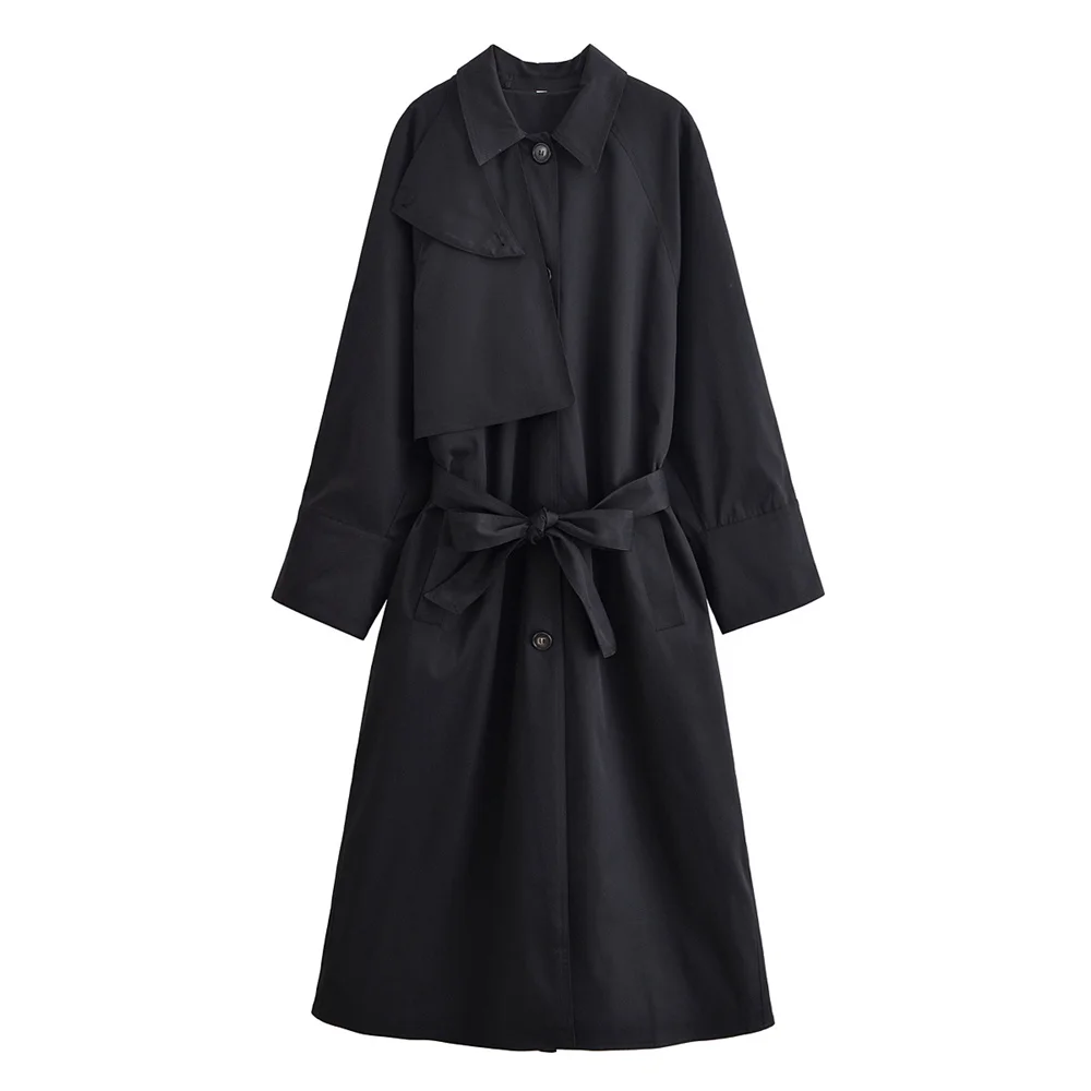 

BMURHMZA Summer New Product Women's Fashion Casual Collar Long Sleeve Strap Decoration Design Windbreaker Coat Coat
