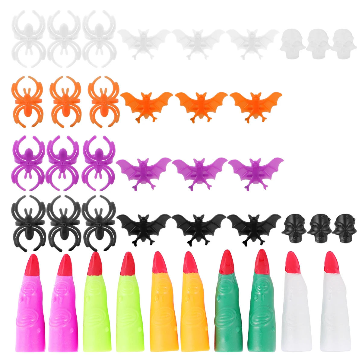 

50 Pcs Halloween Gift Bag Accessory Fake Nail Props Bat Ring Witch Finger Party Favors