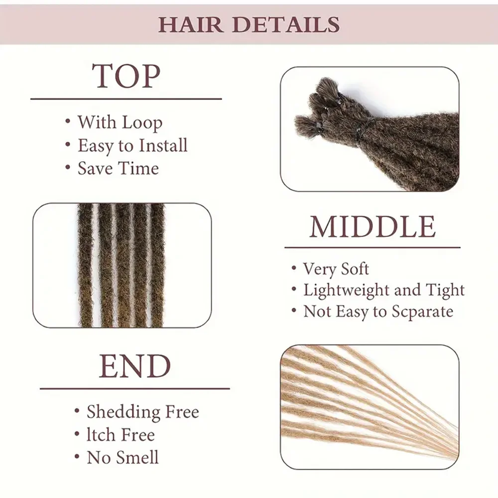 وصلات شعر صناعية رفيعة مقاس 24 بوصة مقاس 0.6 سم - وصلات شعر كروشيه للريغي والهيب هوب والهالوين وعيد الميلاد - ناعمة