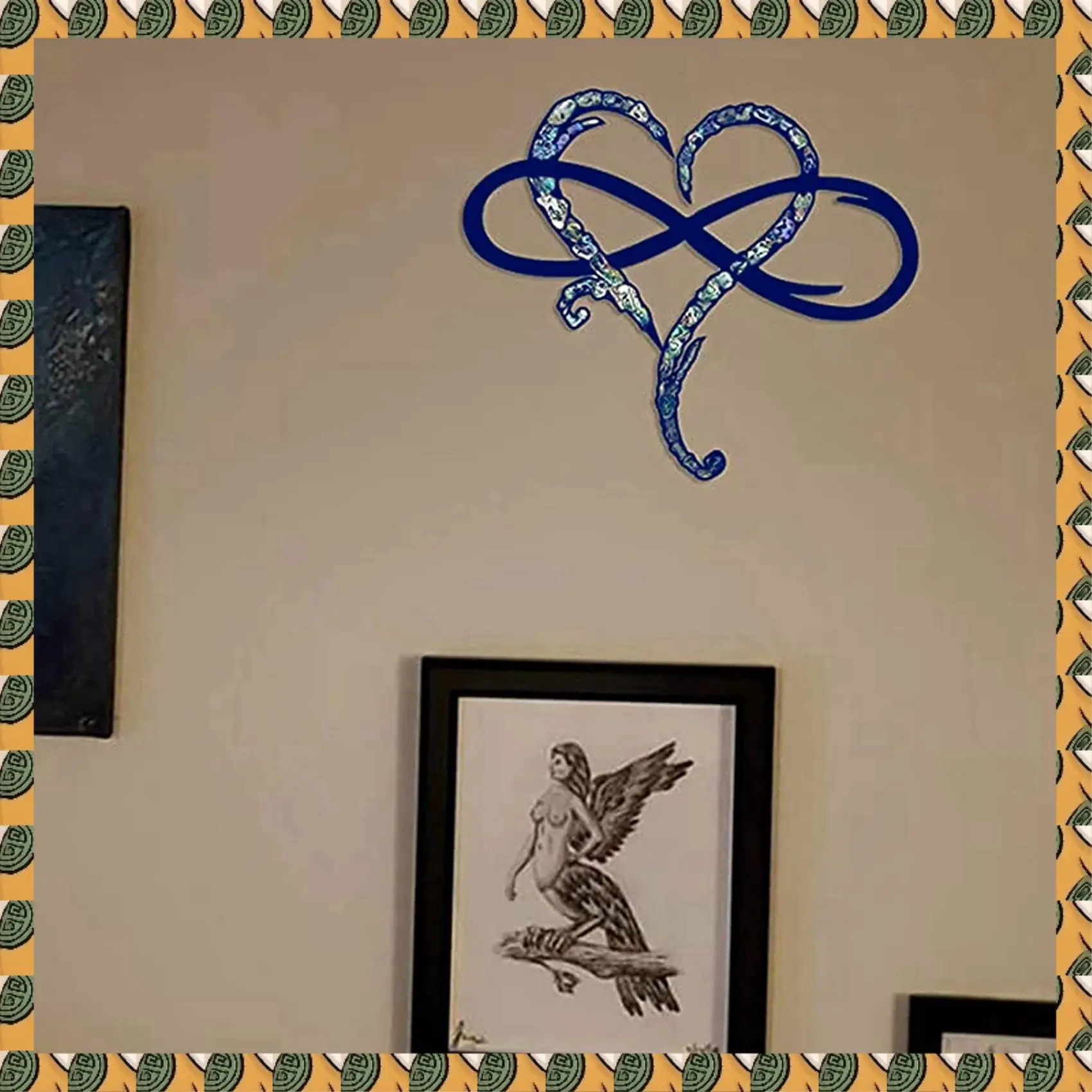 

A77I 2X металлическое украшение на стену, уникальный дизайн-настенное художественное украшение комнаты, вечная любовь, бесконечное сердце, железный художественный декор интерьера-S