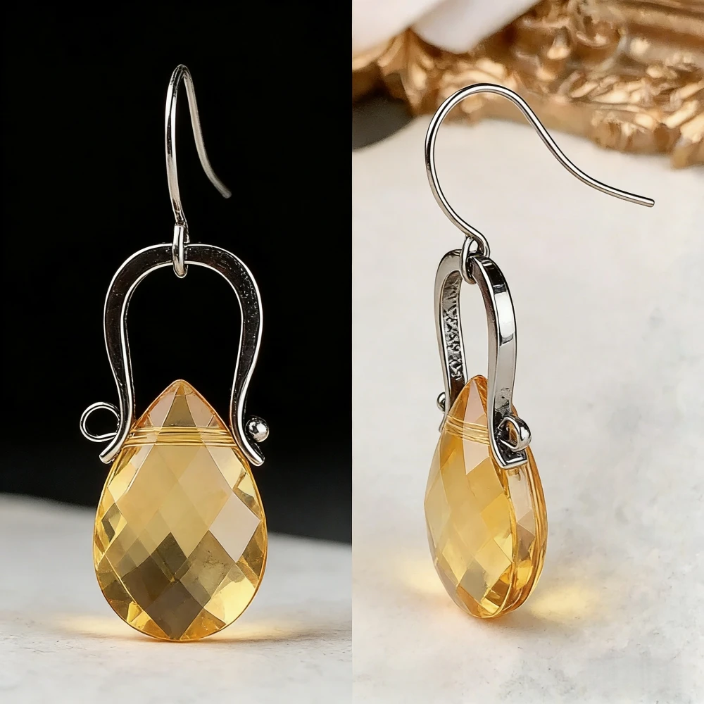 Vintage Französisch! Geschliffene Amethyst-Wassertropfen-Ohrringe mit durchbrochenen silbernen Metallhaken – zarte, glamouröse Luxus-Tropfenohrringe 2026