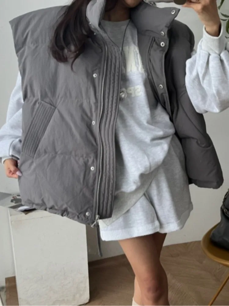 Winter New Loose Warm Cotton Vest Women's Chic Faion Design Single Button Cotton Jaet Trendy Korean Sle Inner Wear