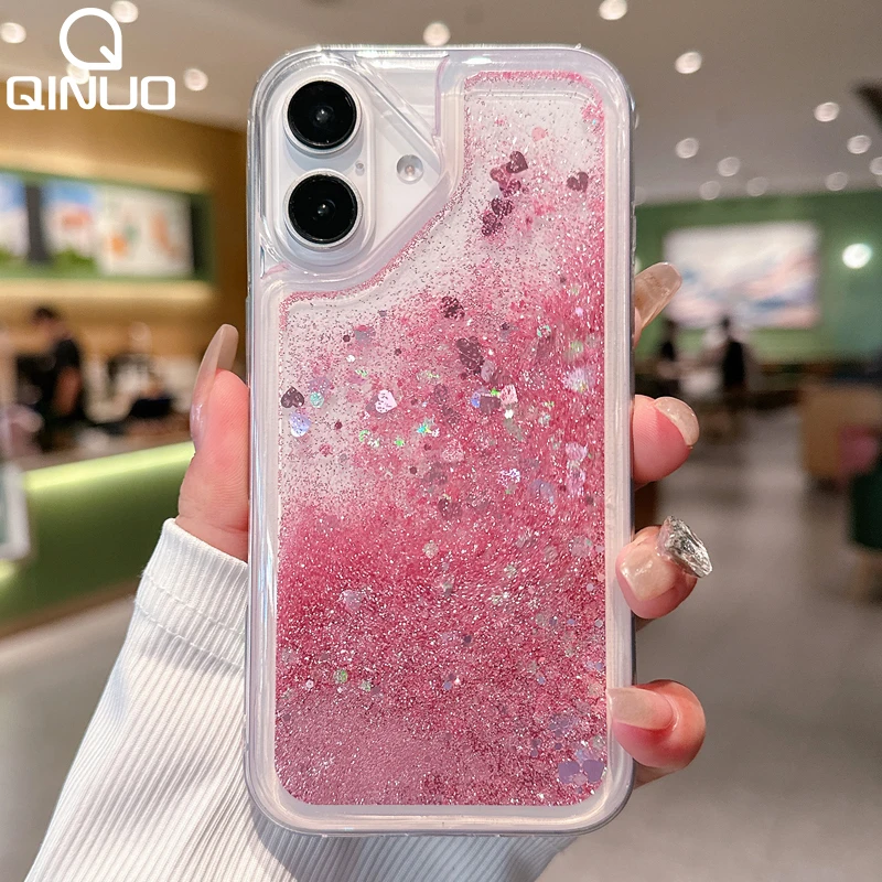 Glitter Quicksand Water Case For iPhone 16 15 14 Plus 13 12 Mini 11 Pro XS Max XR Transparent Soft Silicone Liquid Sand Cover