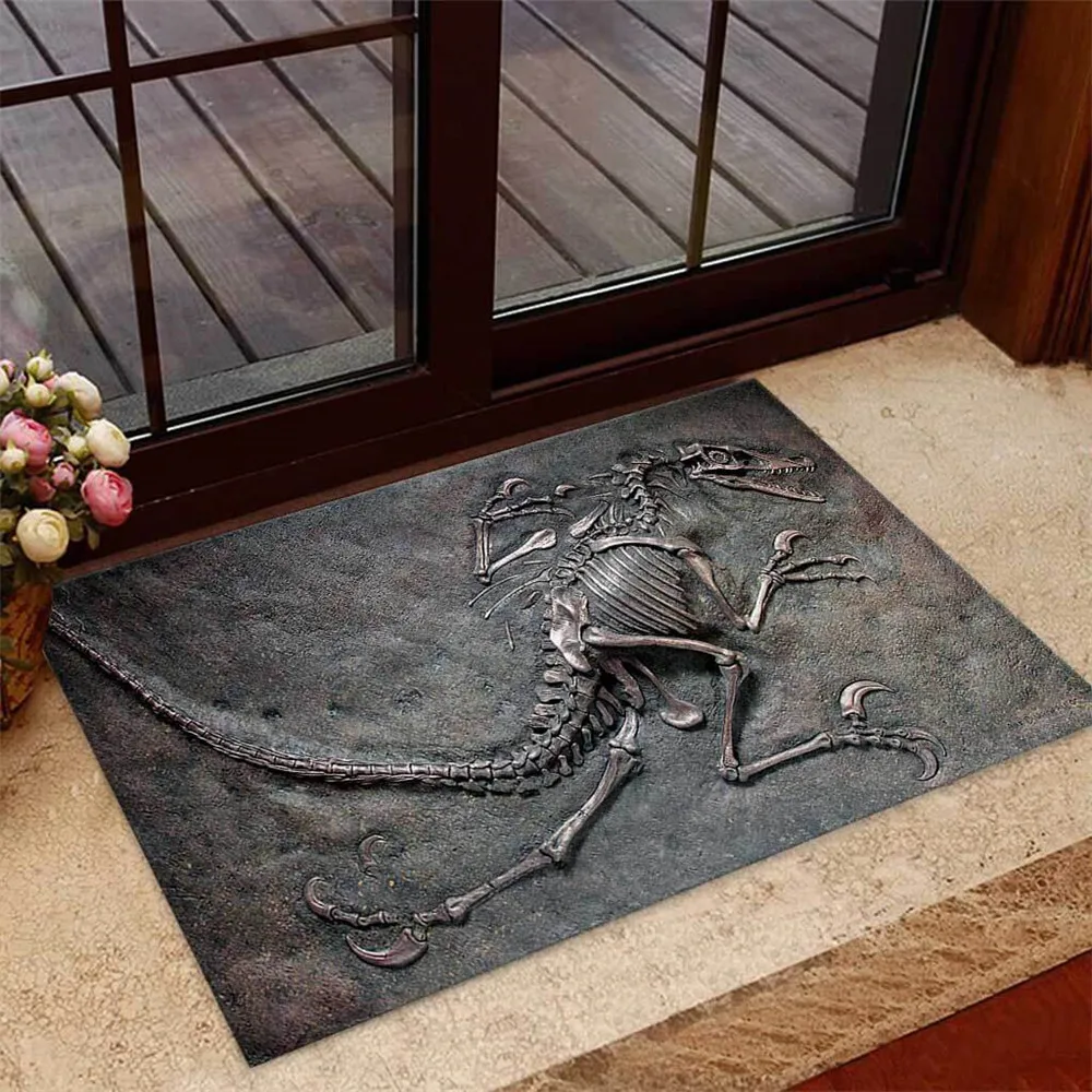 

CLOOCL Vintage Door Mat Dinosaur Fossil 3D Printed Decorative Mat Rug Hallway Doorway Bedroom Carpet Dropshipping