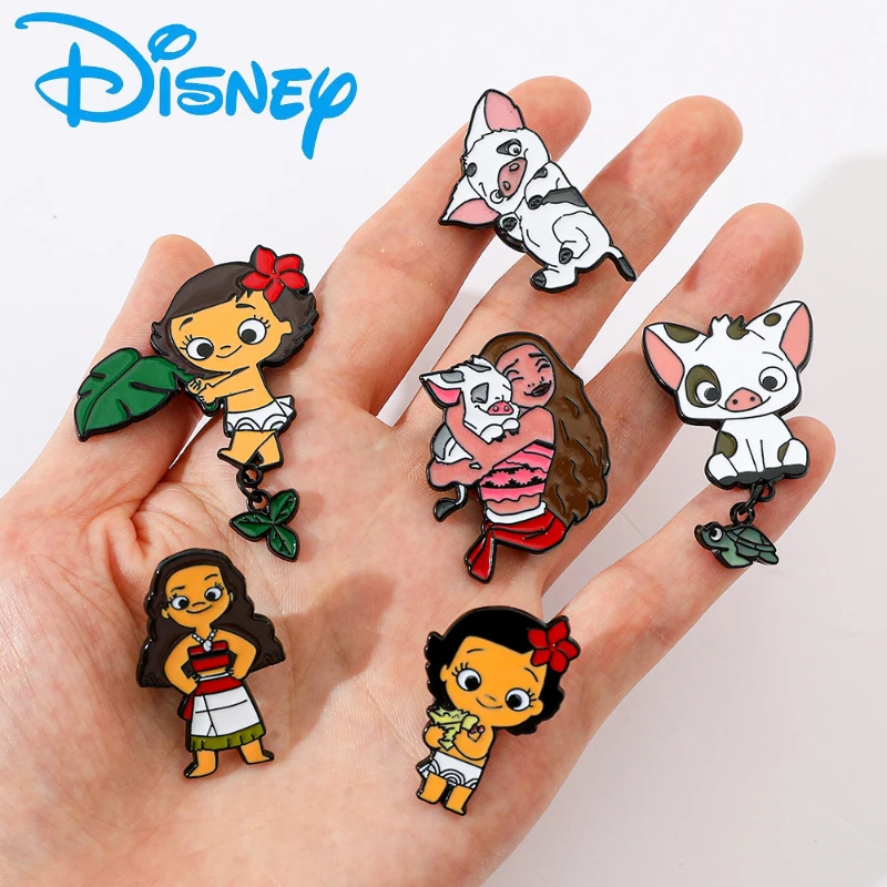 

Moana Disney Anime Figure Cute Pua Metal Brooch Clothing Backpack Chest Bag Badge Decoration Accessories Pin Children Toy Gifts