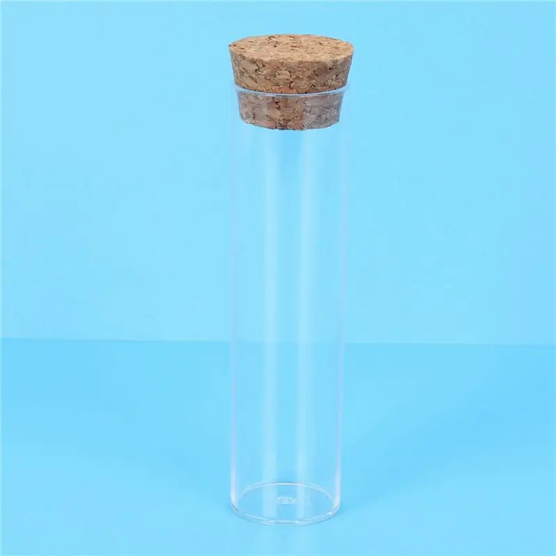 Leading-200Pcs 25X95mm Flat Bottom Tea Plastic Test Tube Drosophila Vials Culture Tube With Cork Stoppers