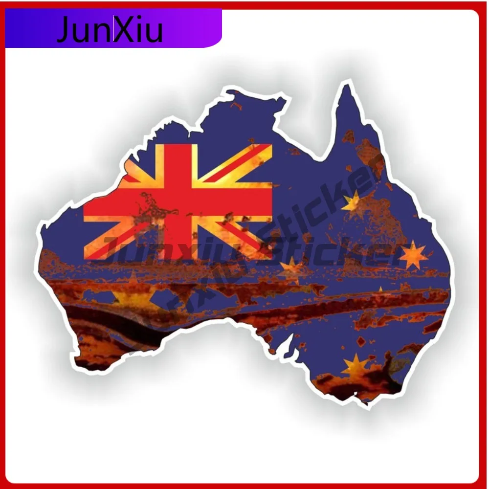 

Australia Rusted Retro Pvc National Emblem Map Shape And Outline Vinyl Waterproof Decals Adventure Motorcycle Bumper Sticker Fun