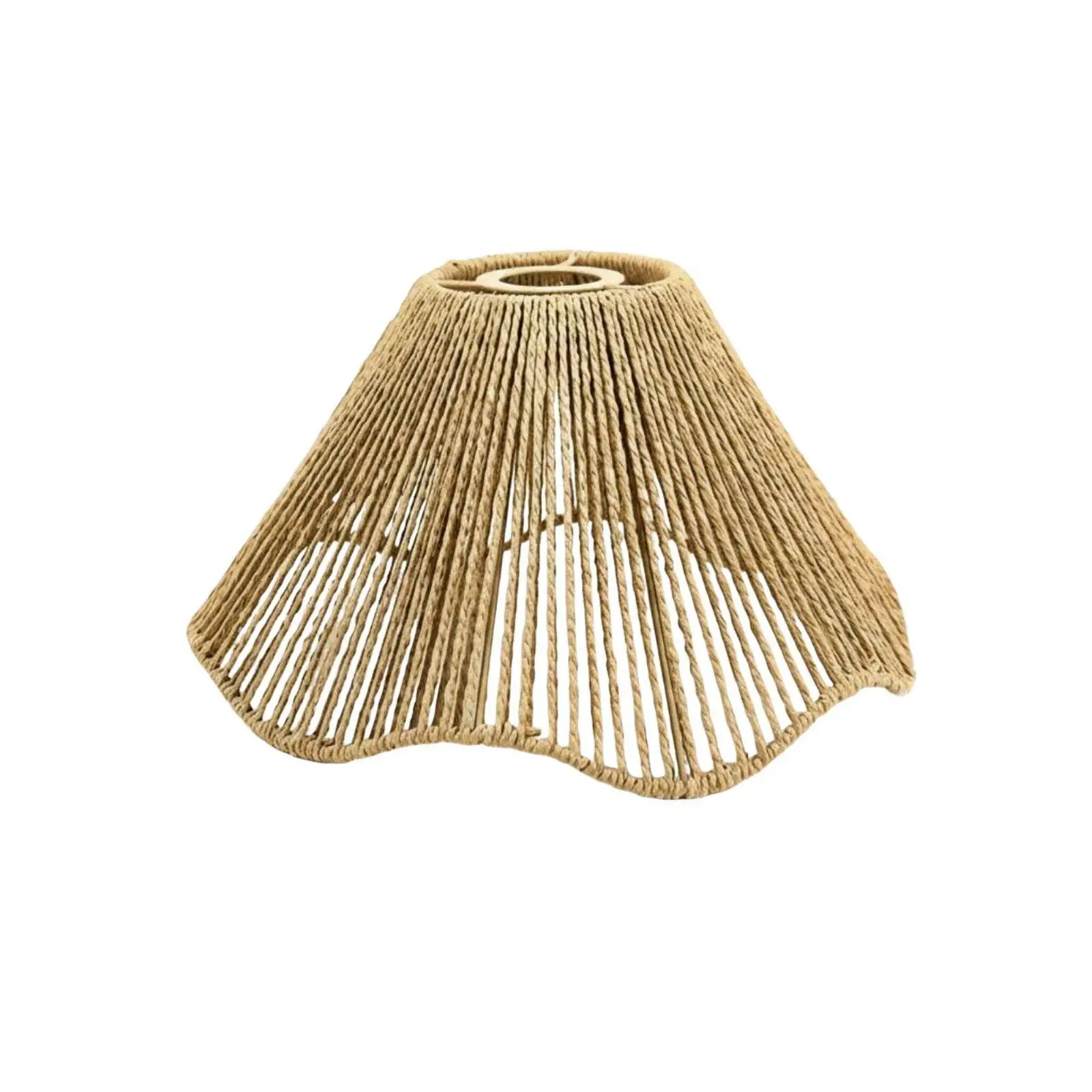 Rustic Minimalist Lamp Cover Vintage Influenced Woven Rope Lampshade Handwoven Design Boho Shade for Restaurant Owners, Tea