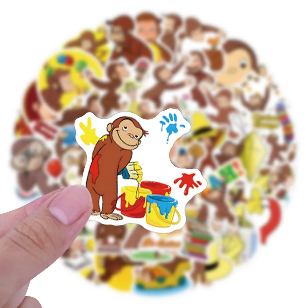 60 Piezas de Curious George ‌ Pegatinas, Pegatinas de Graffiti, Pegatinas DIY para Diario, Funda de Teléfono, Álbum de Recortes Hecho a Mano, Pegatinas Estéticas