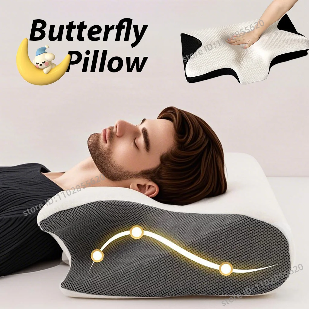 Nackenkissen zur Schmerzlinderung, ergonomische Nackenstütze für Seitenschläfer, Memory-Schaum, Schmetterlingskissen, orthopädisches Bettkissen