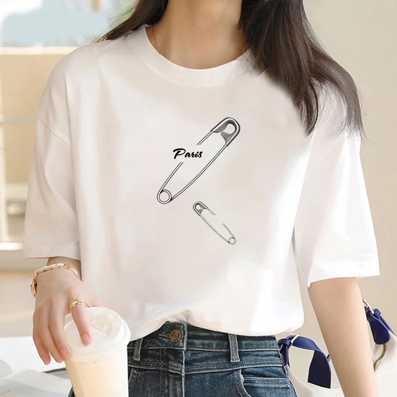 Paris personality design printed T-shirt Women's street T-shirt Soft casual fashion top breathable short sleeves