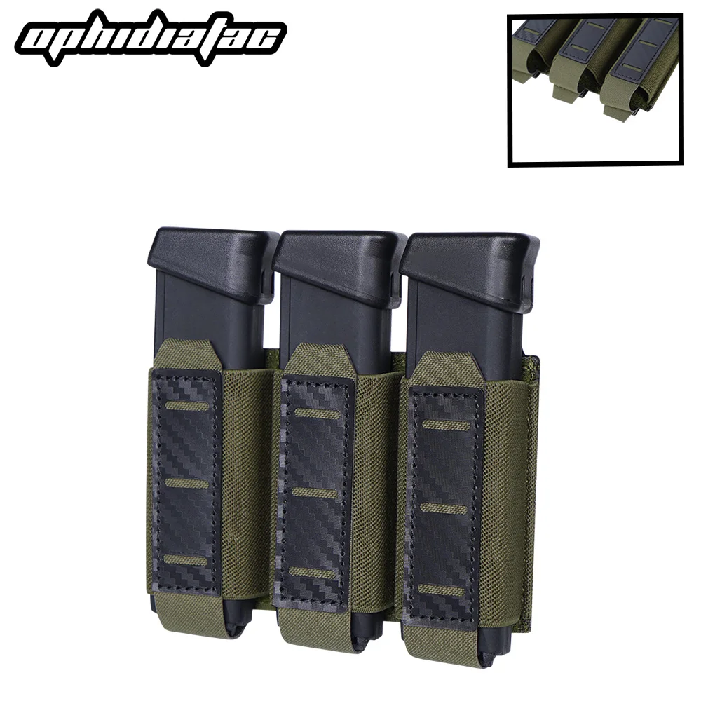 

OPHIDIAN 9mm MOLLE Magazine Pouch Triple Magazine Carrier Carbon Fiber Bag Magazine Holder Accessories Outdoor Hunting Equipment