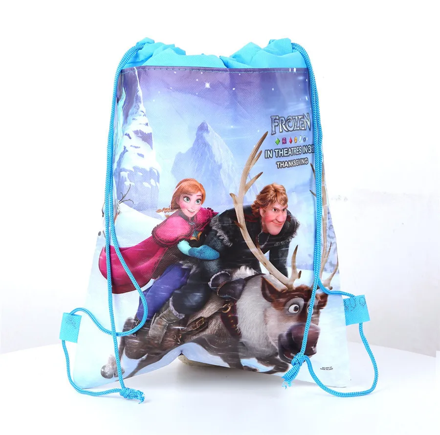 27*35cm Frozen Elsa Mochila Gift Bag Non-woven Birthday Party Favors Gift Shopping Bag Drawstring Backpack Party Decoration