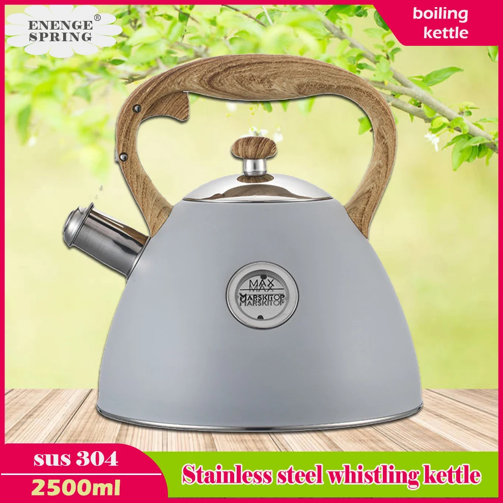 

304 stainless steel whistle kettle, Home induction cooker, gas stove boiling water kettle, 2.5L large capacity boiling kettle