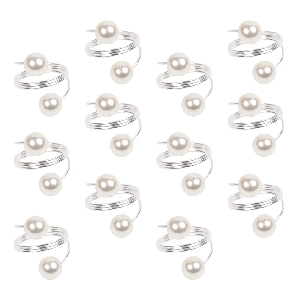 

12Pcs Pearl Napkin Rings Elegant Serviette Holders for Wedding Dinner Party Banquet Table Decoration Pearl Napkin Rings