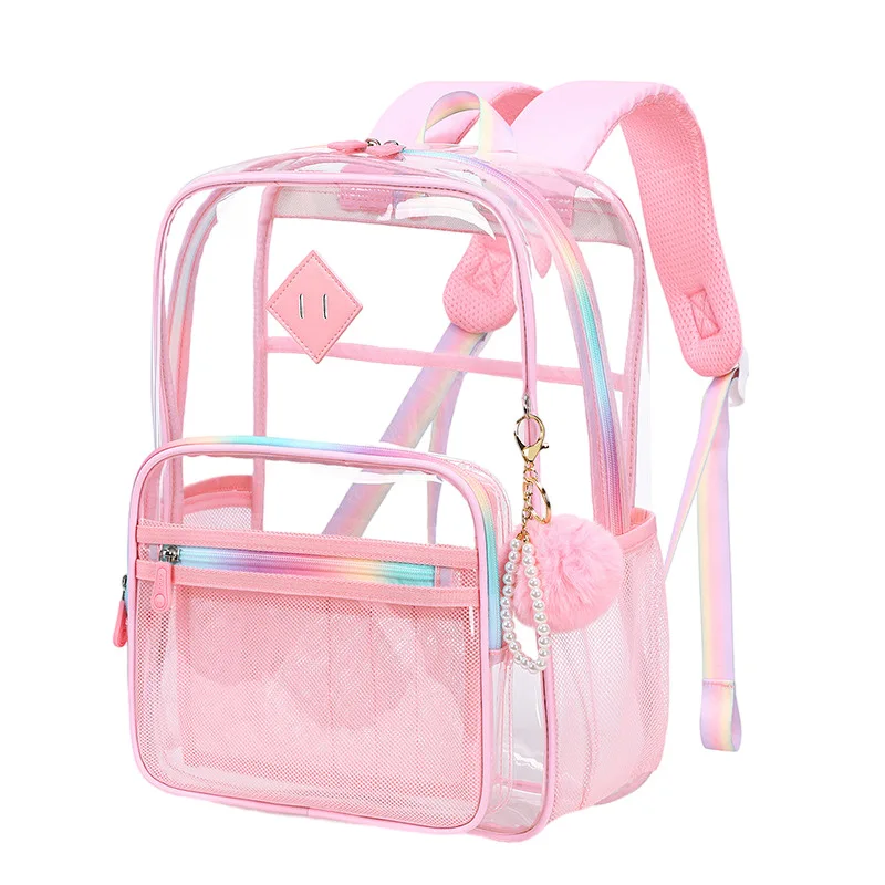 Mochila transparente de TPU para niños y niñas, morral escolar impermeable de gran capacidad, bolsa para libros universitarios, mochilas escolares de primaria