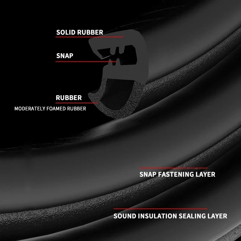 Car Door Seal Strips Sticker B Pillar Type Car Rubber Sealing Strip Protector Sound Insulation For Car Sealant Accessory