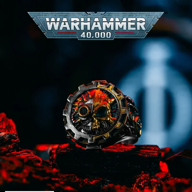 Starforged Seal of Machine God Ring Warhammer 40K Game Genuine Peripheral S925 Adeptus Mechanicus Ring Boys Ring Gift Collection