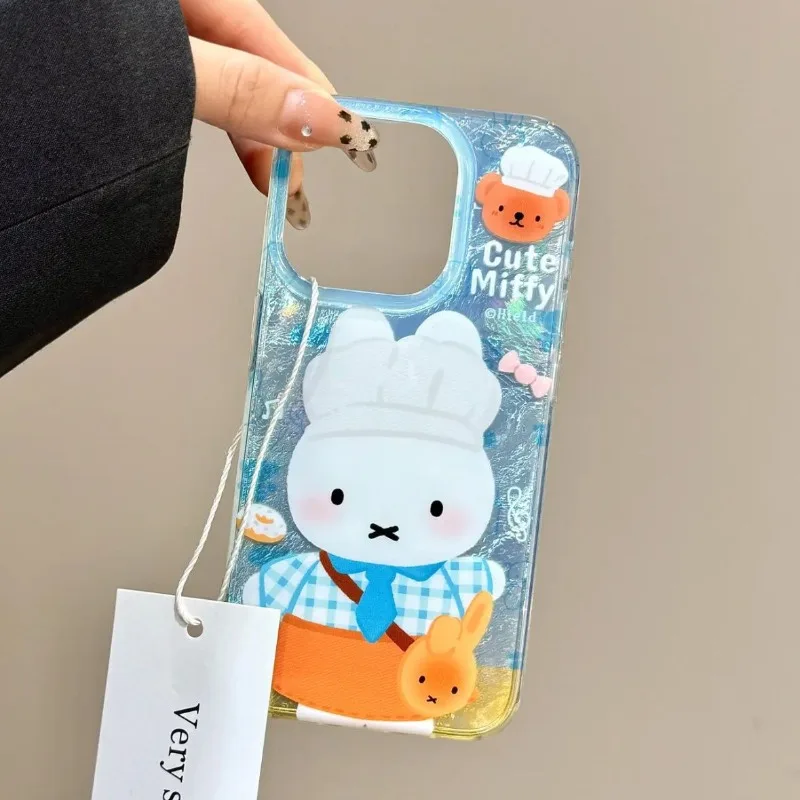 Nuova custodia per telefono Kawaii Miffy simpatico cartone animato Chef Apple opaca Custodia morbida all-inclusive adatta per IPhone 16 15 14 13 12 11x Pro Max