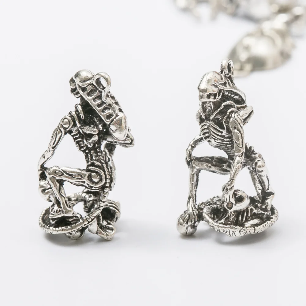 سحر جمجمة سبائك الزنك العتيقة ، قلادة معدنية ، إكسسوارات صناعة يدوية ، 5 قطع ، وصنع المجوهرات