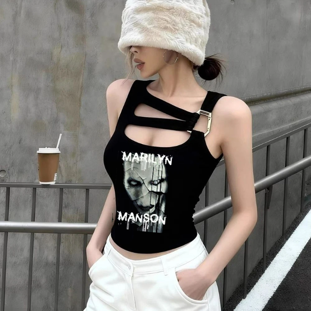 Marilyn Manson cropped top women jojifuku cheap manga emo clearance sales t-shirt funny graphic korean fashion